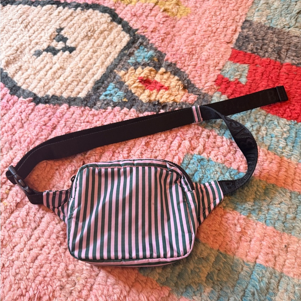 BAGGU Striped Pink and Green Belt Bag